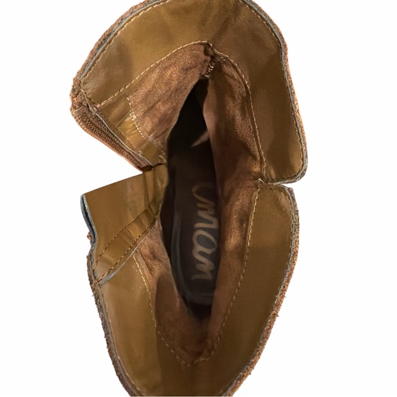 Sam Edelman Lynne Cognac Suede Ankle Booties Block Heel Buckle Zip Sz 8 - Picture 10 of 11